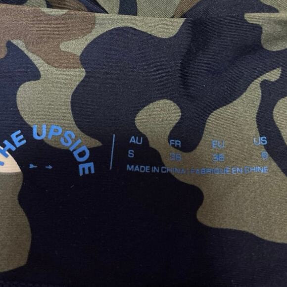 The Upside Navy Green Camo Camouflage High Waist Workout Ankle Leggings Pants 6 - Picture 6 of 7